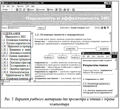 Подпись:  Рис. 3. Вариант учебного материала для просмотра и чтения с экрана компьютера