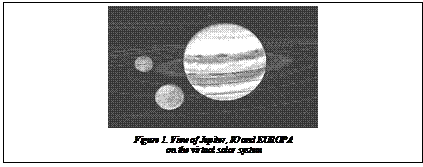 Подпись:  Figure 1. View of Jupiter, IO and EUROPA on the virtual solar system